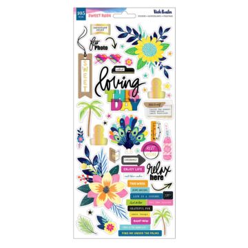 Vicki Boutin Sweet Rush mixed media cardstock stickers with holographic gold foil accents, 105 pieces