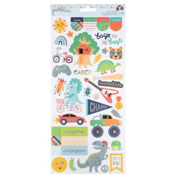 American Crafts Pebbles 6X12 Sticker Sheet, Cool Boy