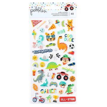 Pebbles Puffy Stickers, Cool Boy - Icons
