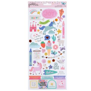 American Crafts Pebbles 6X12 Sticker Sheet, Cool Girl
