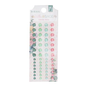 BoBunny Enamel Dots, Willow and Sage (56 Piece)