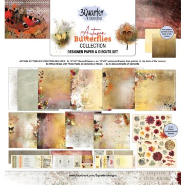3Quarter Designs - 12" X12" Paper Pack - Autumn Butterfly