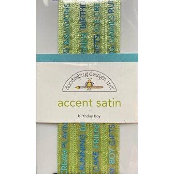 Doodlebug Ribbon - Accent Satin - Birthday Boy