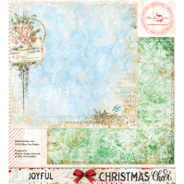 Blue Fern Studios - 12x12 Double Sided Paper - Christmas Cheer - Joyful