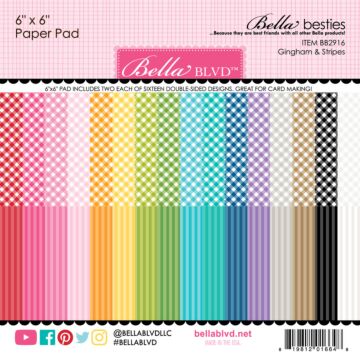 Bella BLVD 6X6 Bella Besties Paper Pad, Gingham & Stripes Rainbow