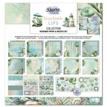 3Quarter Designs Beachside Life 12x12 Design Paper & Diecuts Set