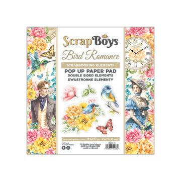 ScrapBoys 6X6 Pop Up Paper Pad, Bird Romance