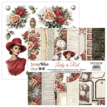 ScrapBoys 6X6 Paper Pad, Lady in Red
