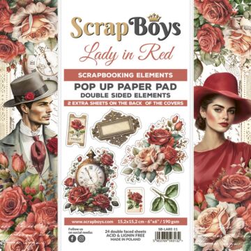 ScrapBoys 6X6 Pop Up Paper Pad, Lady in Red