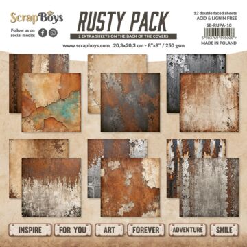 ScrapBoys 8X8 Paper Pad, Rusty Pack