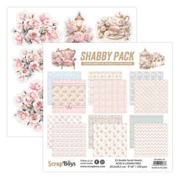 ScrapBoys 8X8 Paper Pad, Shabby Pack