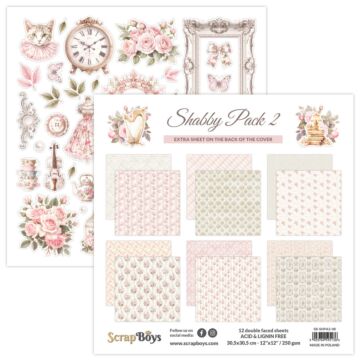 ScrapBoys 12X12 Paper Pad, Shabby Pack 2