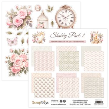 ScrapBoys 8X8 Paper Pad, Shabby Pack 2