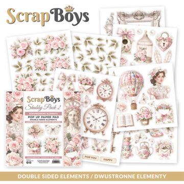 ScrapBoys 6X6 Pop-up Paper Pad, Shabby Pack 2