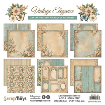 ScrapBoys 8X8 Paper Pad, Vintage Elegance