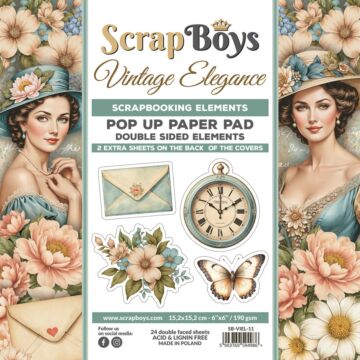 ScrapBoys 6X6 Pop-up Paper Pad, Vintage Elegance