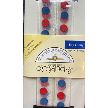 Doodlebug Ribbon - Polka Dot Organdy - Boy O Boy