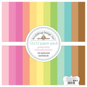 Doodlebug Designs 12X12 Textured Cardstock Pack, Pretty Kitty
