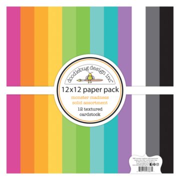 Doodlebug Designs 12X12 Textured Cardstock Pack, Monster Madness