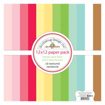Doodlebug 12X12 Textured Cardstock Pack, Candy Cane Lane