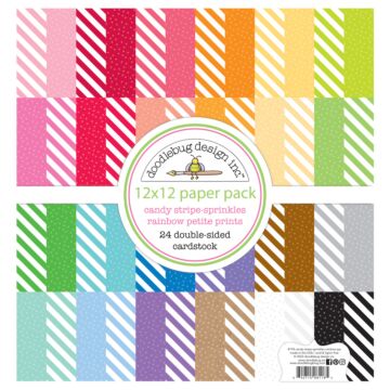 Doodlebug Designs 12X12 Paper Pack, Candy Stripe-Sprinkles Rainbow Petite Prints