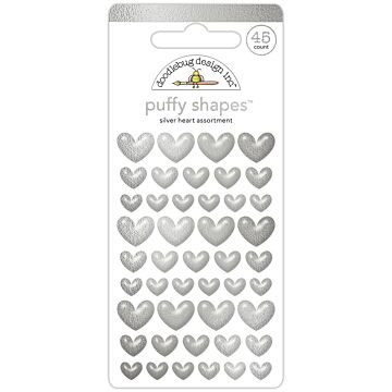 Doodlebug Design Puffy Shapes, Silver Heart