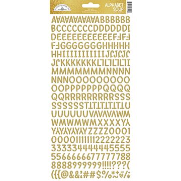 Doodlebug Design Alphabet Soup Puffy Stickers, Gold