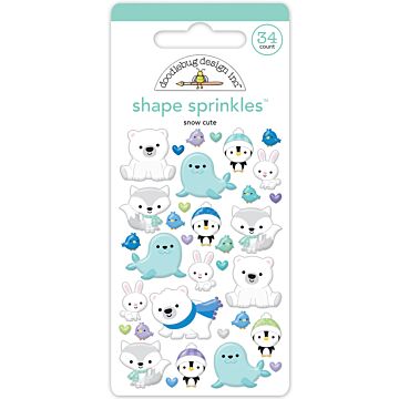 Doodlebug Design Shape Sprinkles, Snow Cute