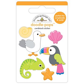 Doodlebug Design Doodle-pops 3D Cardstock Sticker, Tropical Trio