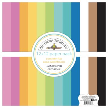 Doodlebug Design 12X12 Textured Cardstock Pack, Summer Fun