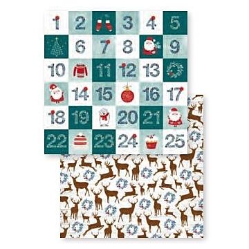 Bo Bunny 12x12 Patterned Paper, Fa La La - Countdown