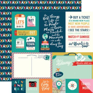 Carta Bella - Pack Your Bags - 12x12 Double sided paper Journaling Cards