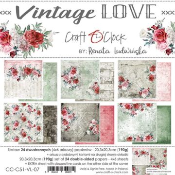 Craft O'Clock 8X8 Paper Pad, Vintage Love