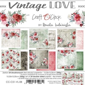 Craft O'Clock 6X6 Paper Pad, Vintage Love