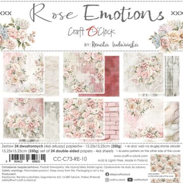 Craft O'Clock 6X6 Paper Pad, Rose Emotions