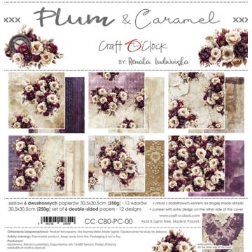Craft O'Clock 12X12 Paper Pad, Plum & Caramel