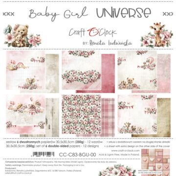 Craft O'Clock 12X12 Paper Pad, Baby Girl Universe