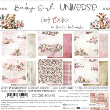 Craft O'Clock 6X6 Paper Pad, Baby Girl Universe