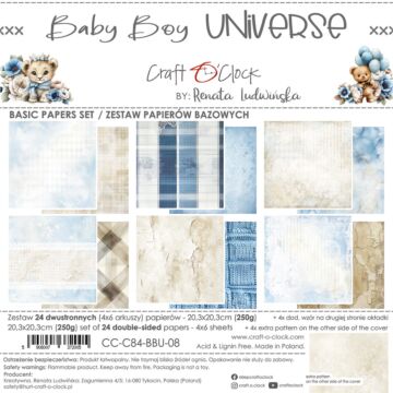 Craft O'Clock 8X8 Basics Paper Pad, Baby Boy Universe