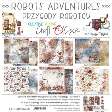 Craft O'Clock - 12X12 Paper Pad, Robots Adventures