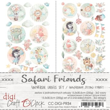 Craft O'Clock Labels Set, 34 - Safari Friends