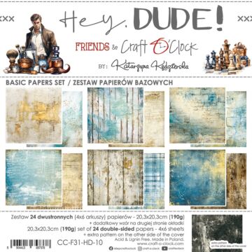 Craft O'Clock 8X8 Basics Paper Pad, Hey Dude