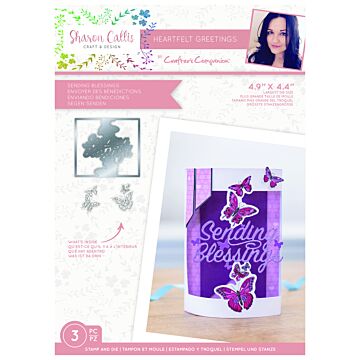 Crafter's Companion Clear Stamp & Die Set, Sending Blessings by Sharon Callis