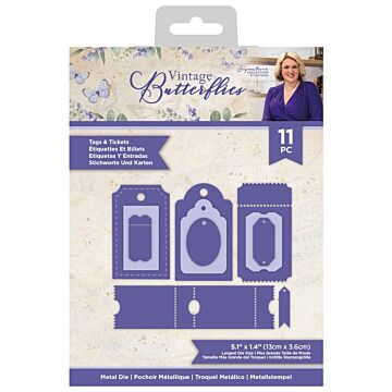 Crafter's Companion Sara Signature Die, Vintage Butterflies - Tags & Tickets