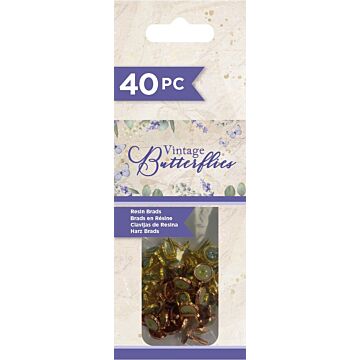 Crafter's Companion Sara Signature Resin Brads, Vintage Butterflies (40pc)
