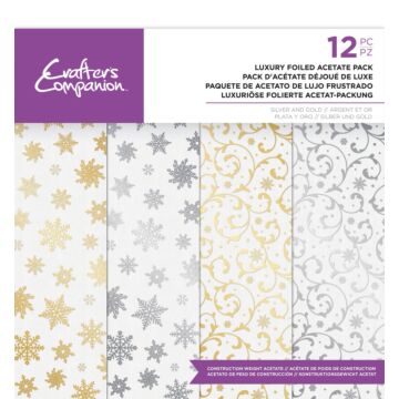 Crafter's Companion 12X12 Luxury Foiled Acetate Pack, Gold & Silver