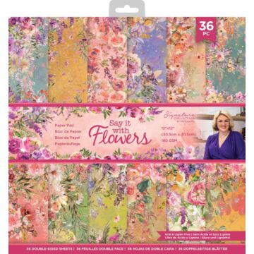 Crafter's Companion Sara Signature 12X12 Paper Pad, Say It With Flowers