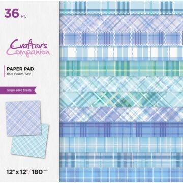 Crafter's Companion 12X12 Paper Pad, Blue Pastel Plaid