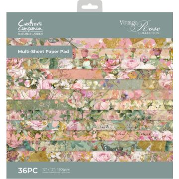 Crafter's Companion Nature's Garden 12X12 Paper Pad, Vintage Rose