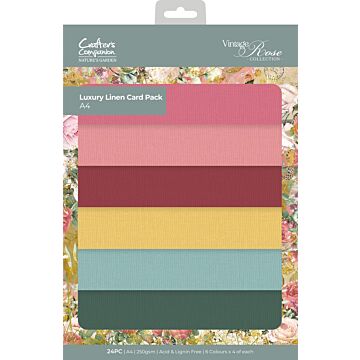 Crafter's Companion Nature's Garden A4 Luxury Linen Card, Vintage Rose